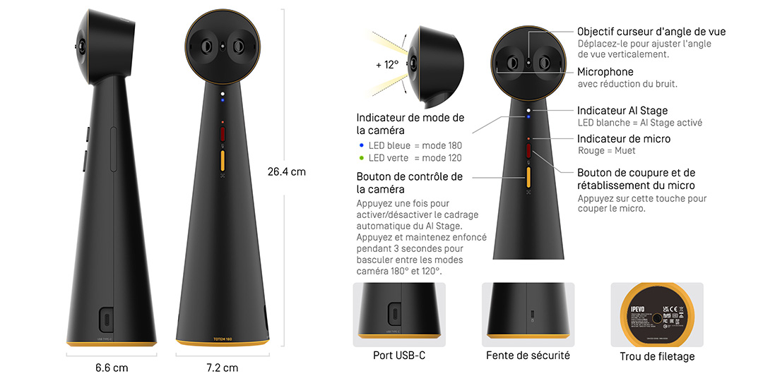 IPEVO TOTEM 180 Caméra de conférence panoramique